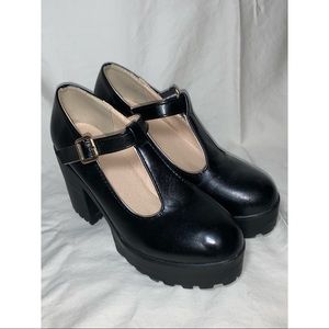 Black Combat Mary Janes